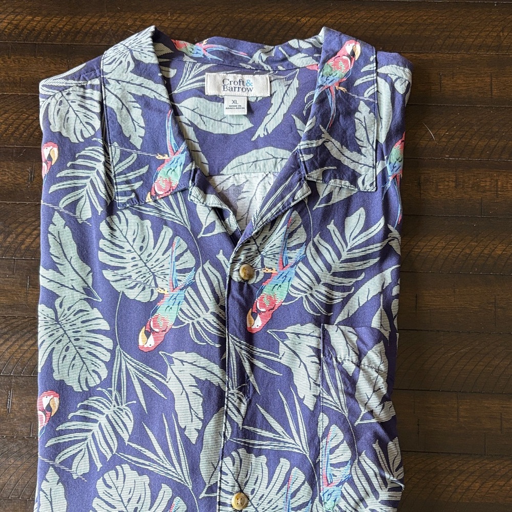 Tommy Bahama Blue Tropical Parrot Shirt